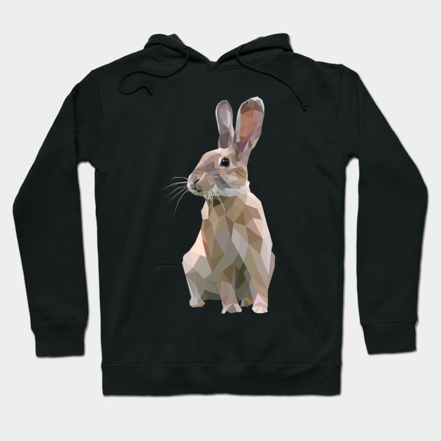 Brown Bunny. Rabbit. Geometric. Lowpoly. Illustration. Digial Art. Hoodie by Houseofyhodie